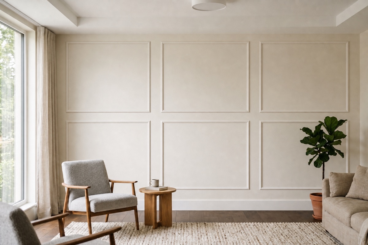 The same wall with panelling added